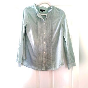 J. Crew Women's Ruffle Trim Collar Button Down Pinstripe Shirt | S